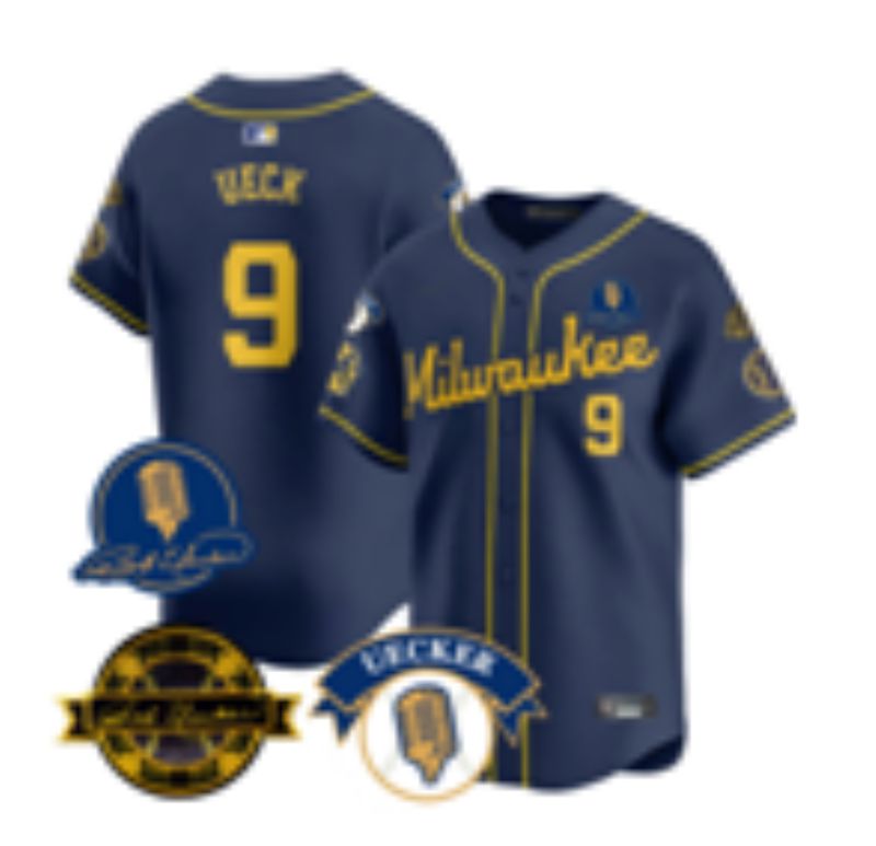 Men Nike 2025 Milwaukee Brewers #9 Uecker blue Game MLB Jersey 001